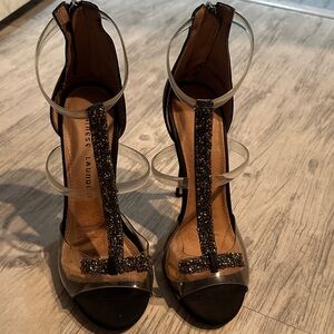Chinese Laundry Black and Clear Strappy Heels
